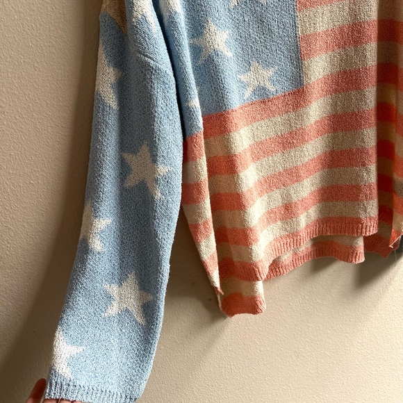 Lisa Robertson Pastel American Flag Pattern Knit Pullover Sweater Womens Medium - Picture 4 of 8